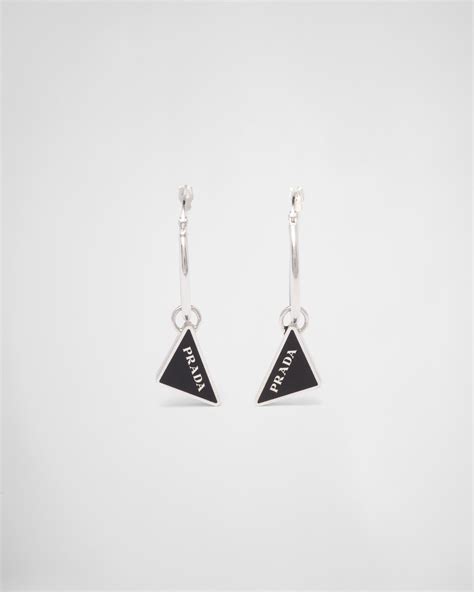 prada triangle earrings|prada symbole earrings.